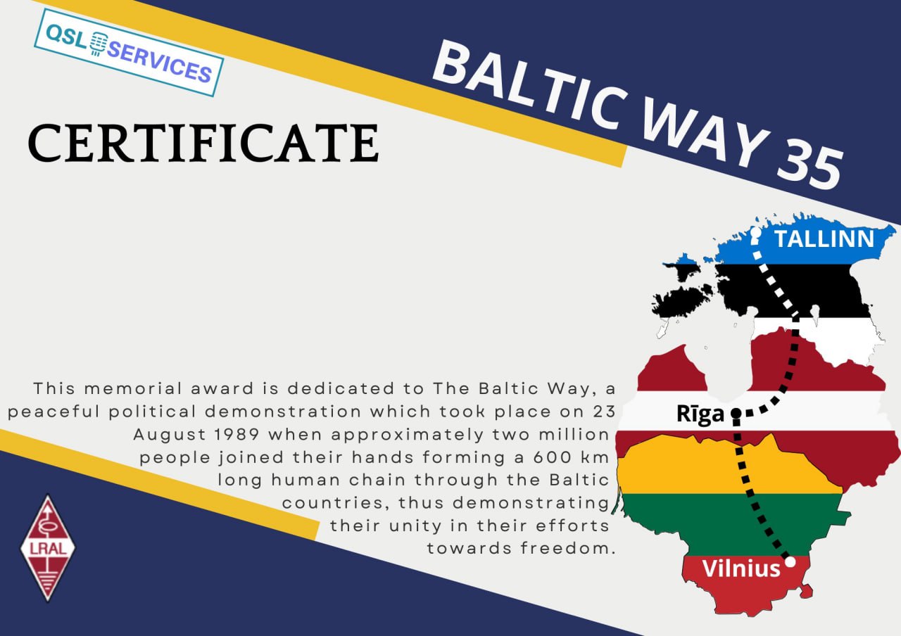 Baltic Way 35 certificate
