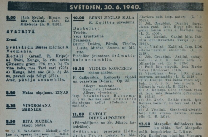 Latvijas Radiofona programma (30/06/1940)